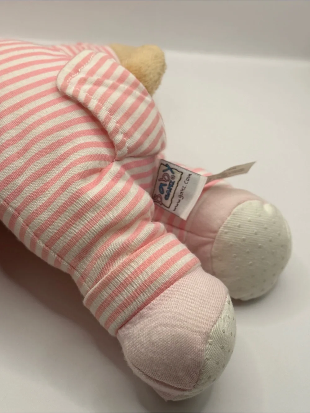 GANZ Baby Rattle Puppy Lovey Plush Pink with Stripes Tylux Stuffed Animal